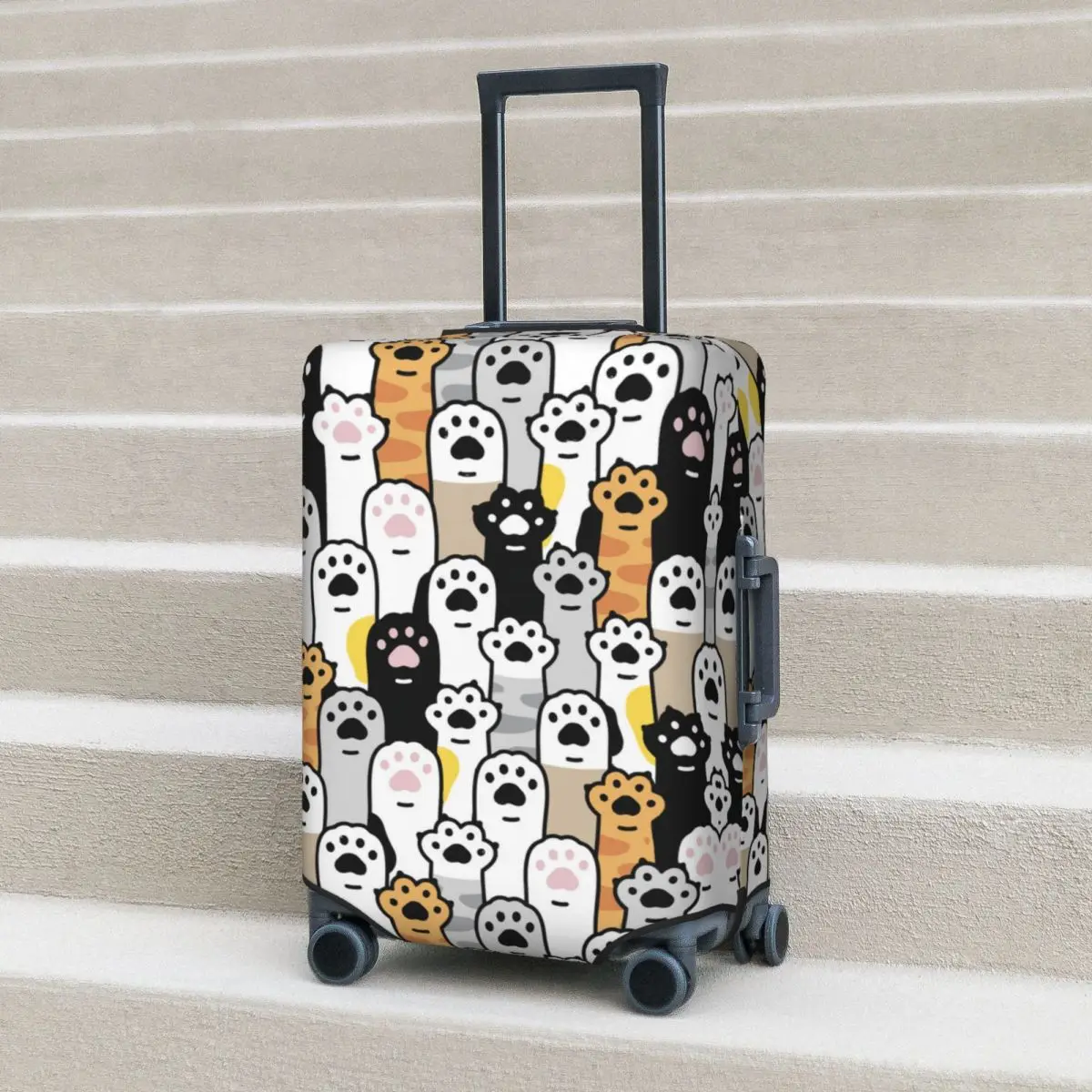 

Cat Paw Suitcase Cover Kitten Footprint Seamless Pattern Cartoon Cruise Trip Protector Flight Fun Luggage Supplies