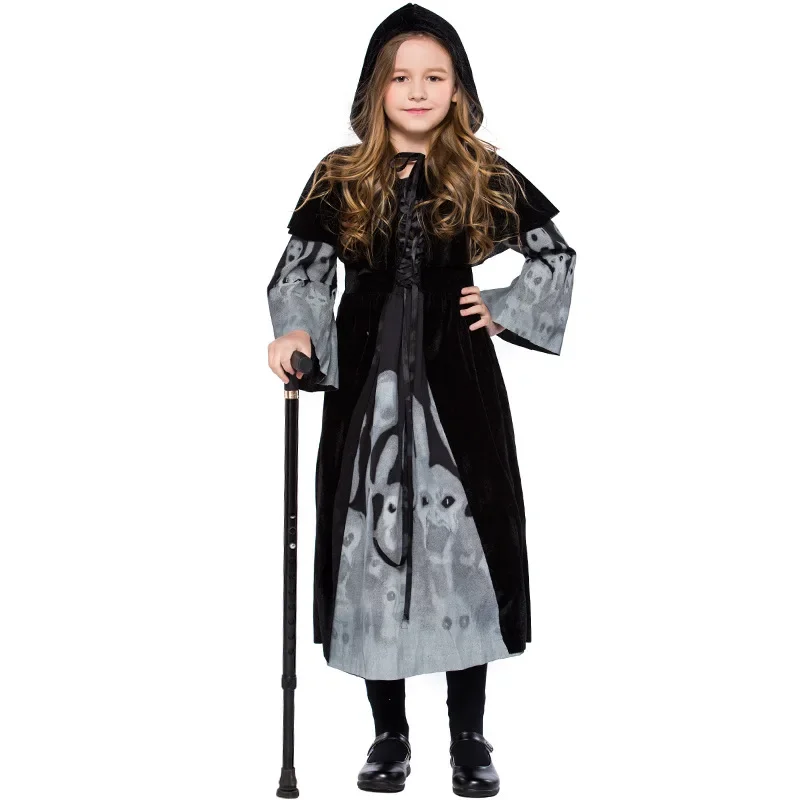 

Halloween Children's Cosplay Grim Reaper Skull Printed Costume