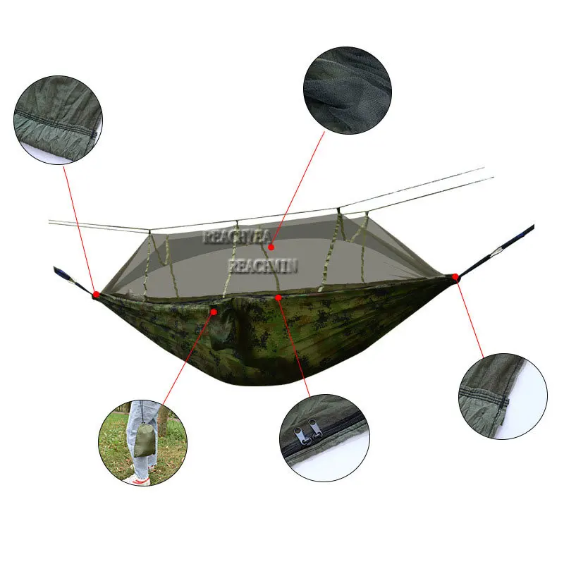 

Portable Outdoor Camping Hammock 1-2 Person Go Swing With Mosquito Net Hanging Bed Ultralight Tourist Sleeping hammock