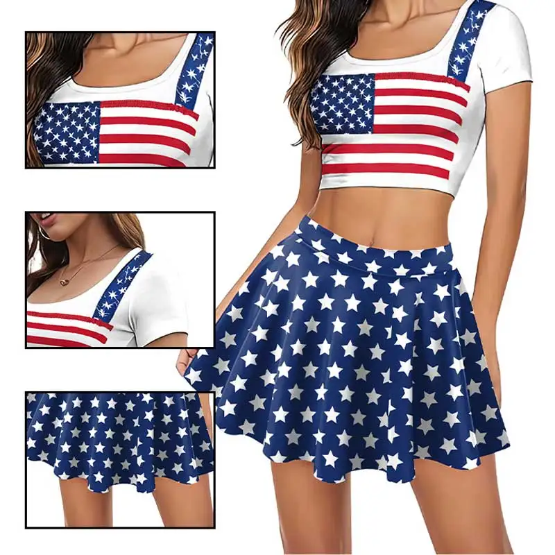 

1 pcs Women's Fashion Versatile Casual Scoop Neck Loose Suspenders Vest Summer Camisole Flag Printing Vest Ladies Tops skirt
