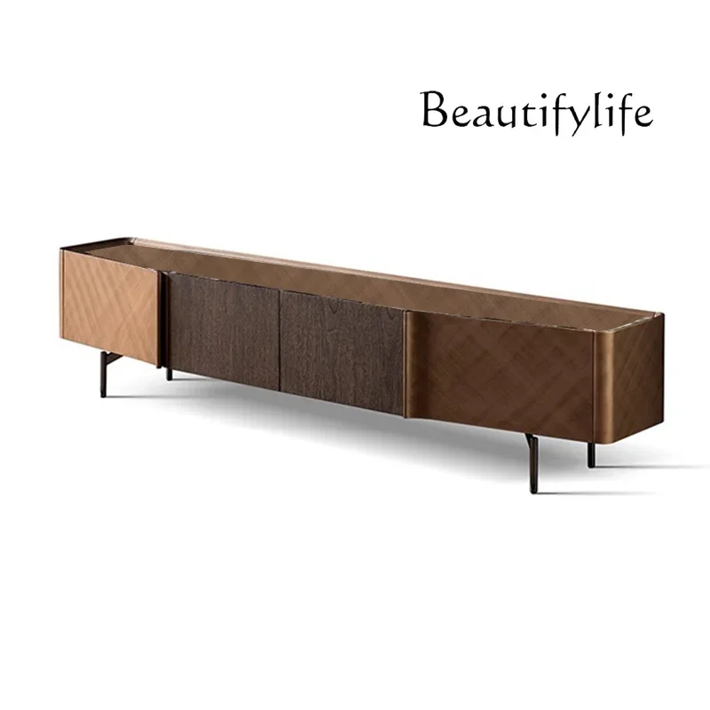 BJ Italian Light Luxury TV Cabinet Combined Storage Solid Wood Drawer TV Cabinet Post-modern Living Room Furniture