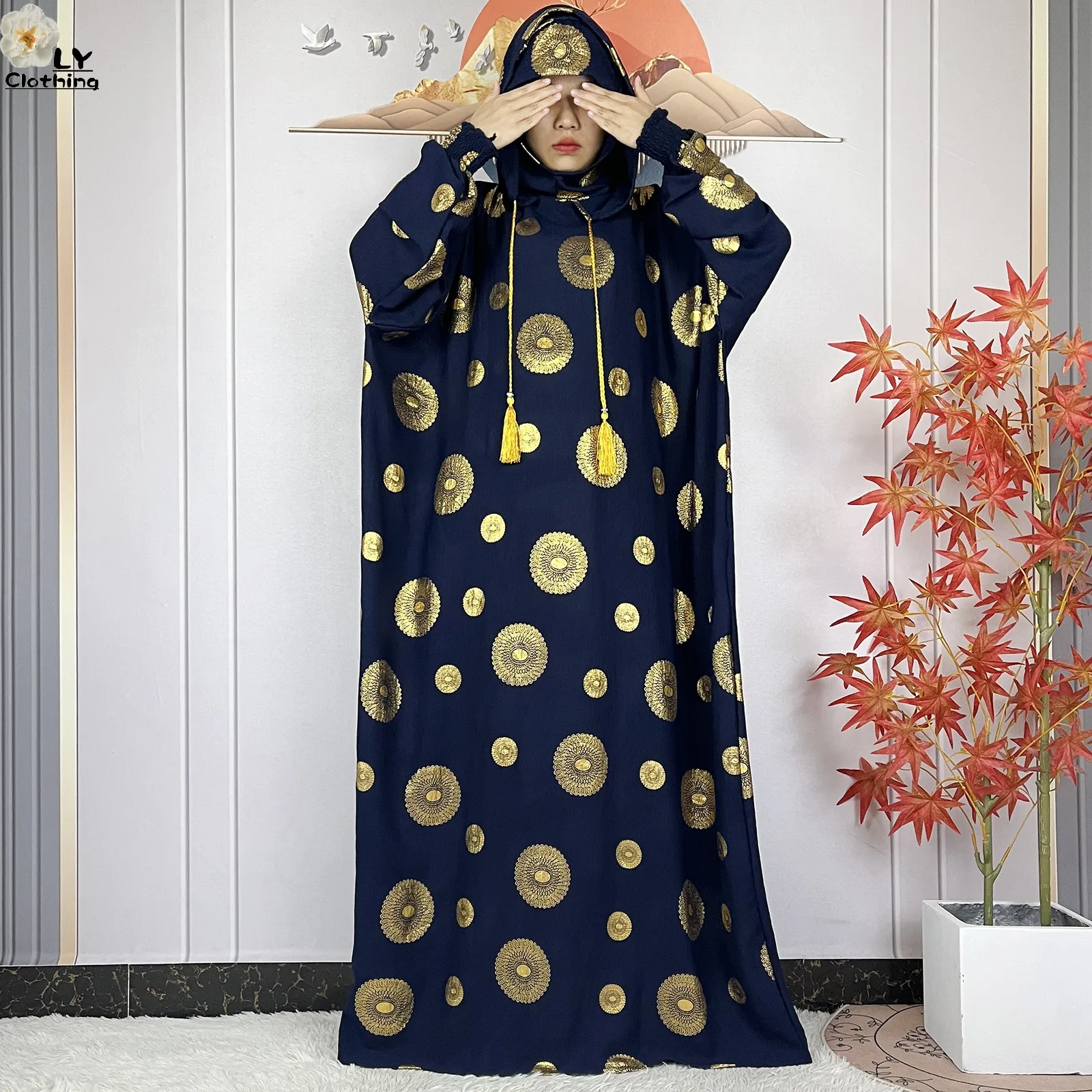 New Women Prayer Clothes Ramadan Muslim Two Hats Abaya Dubai Turkey Islam High Quality Fabric Dresses Islam Women Robe Kaftan