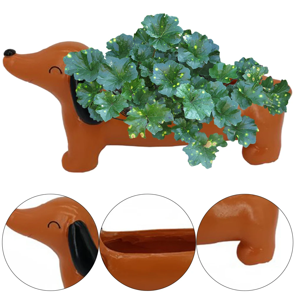 

Кашпо для цветов в форме таксы, из смолы, для суккулентов, эстетичное кашпо-собака для цветов и маленьких растений