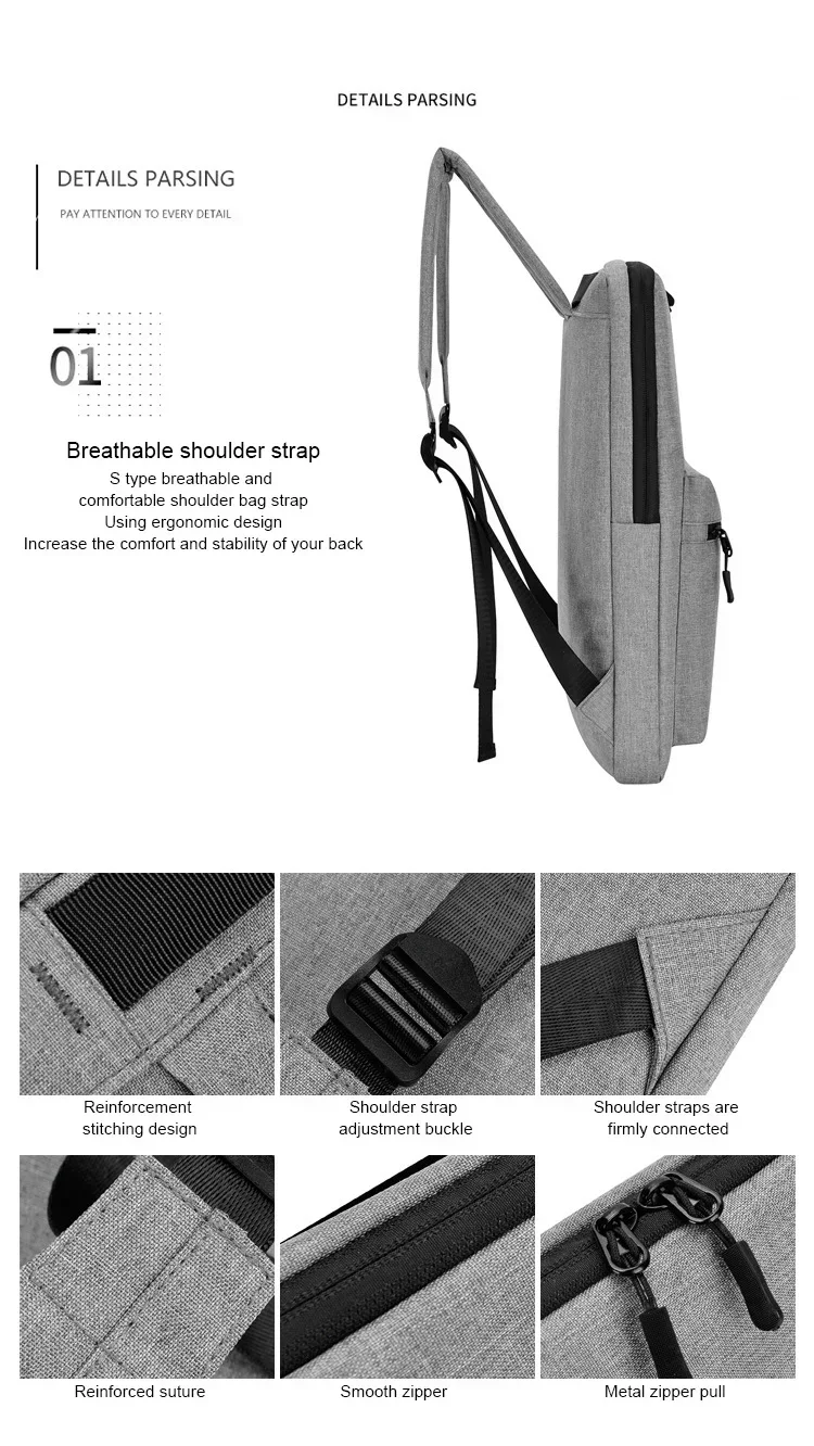 Minimalist Ultra Slim Laptop Backpack 15.6 Inch Waterproof Business Work Bags Thin Computer Back Pack Bag for Men Work Sac Homme