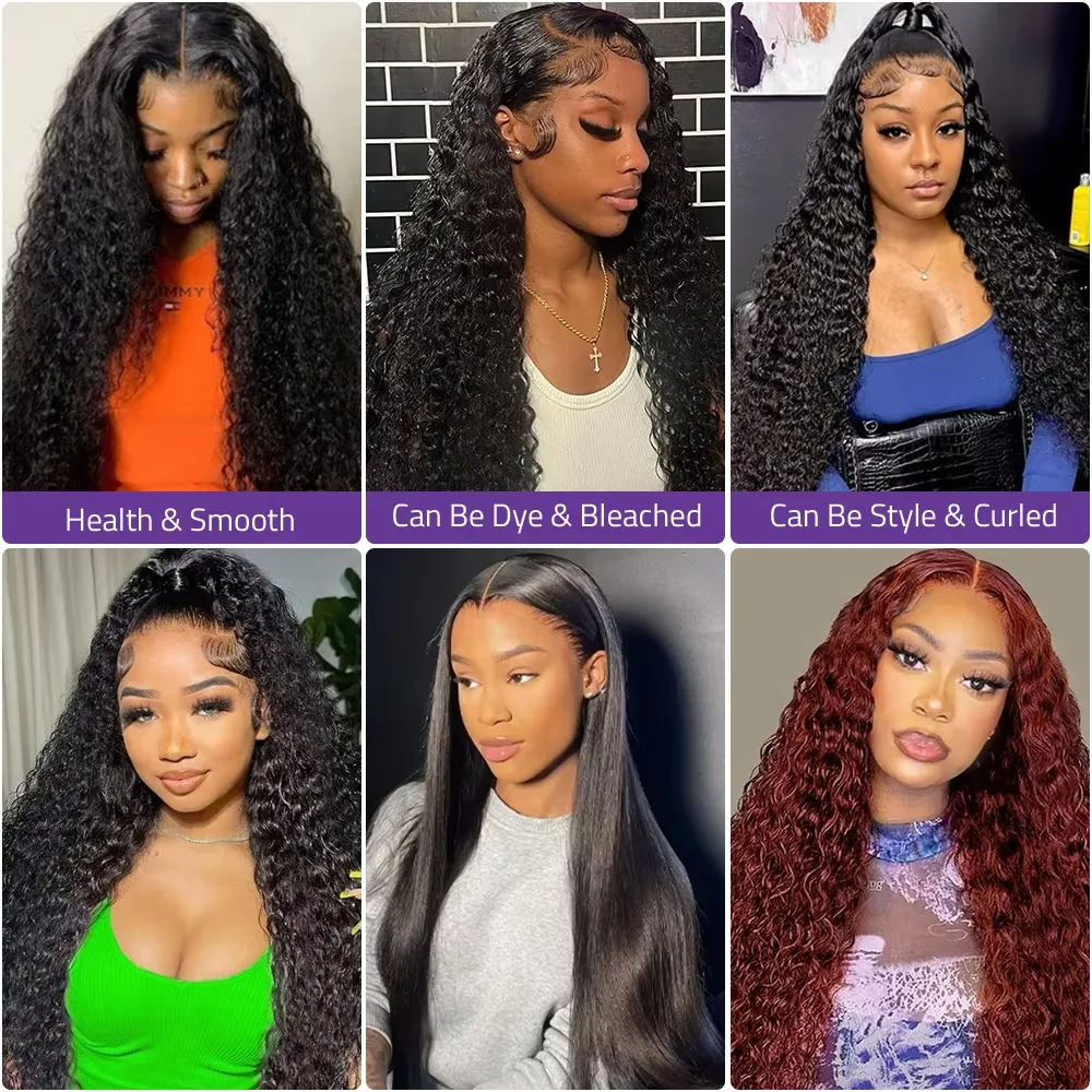 Long Inch Natural Black Deep Wave Remy Human Hair Wig 7x6 closure 13x4 Front Lace 13x6 Hd Lace Frontal 220 Density Hair Wigs view 4