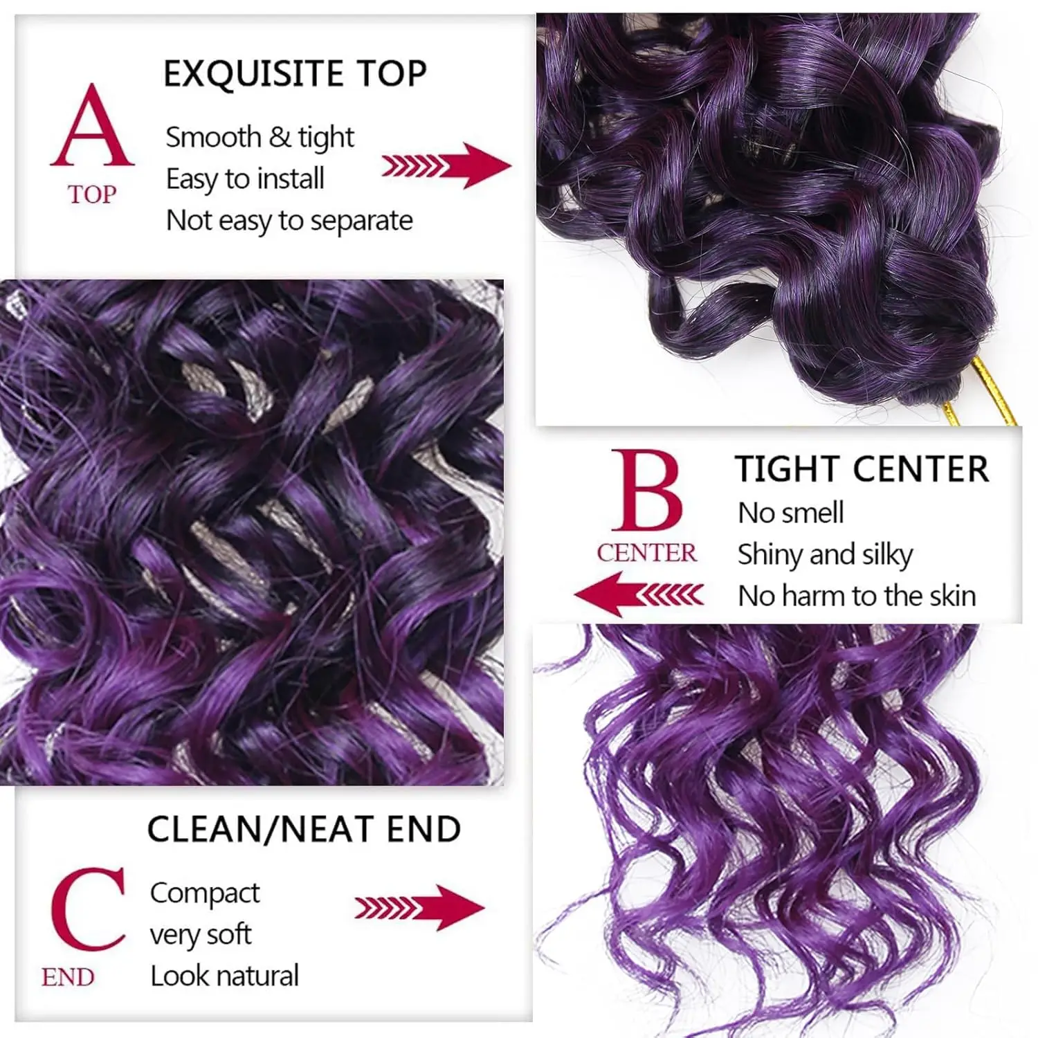 14/18/24 Inch Gogo Curly Crochet Hair Water Wave Crochet Braid Synthetic Bohemian Deep Wave Braiding Hair Extensions image 3