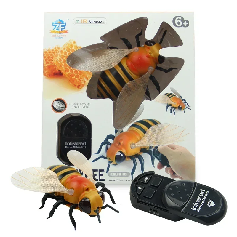 Trick Toy Remote Control Animal Insects worm model LED Light IR RC Insects Bee Honeybee Electronic Pet Robot Prank Joke Toy Gift