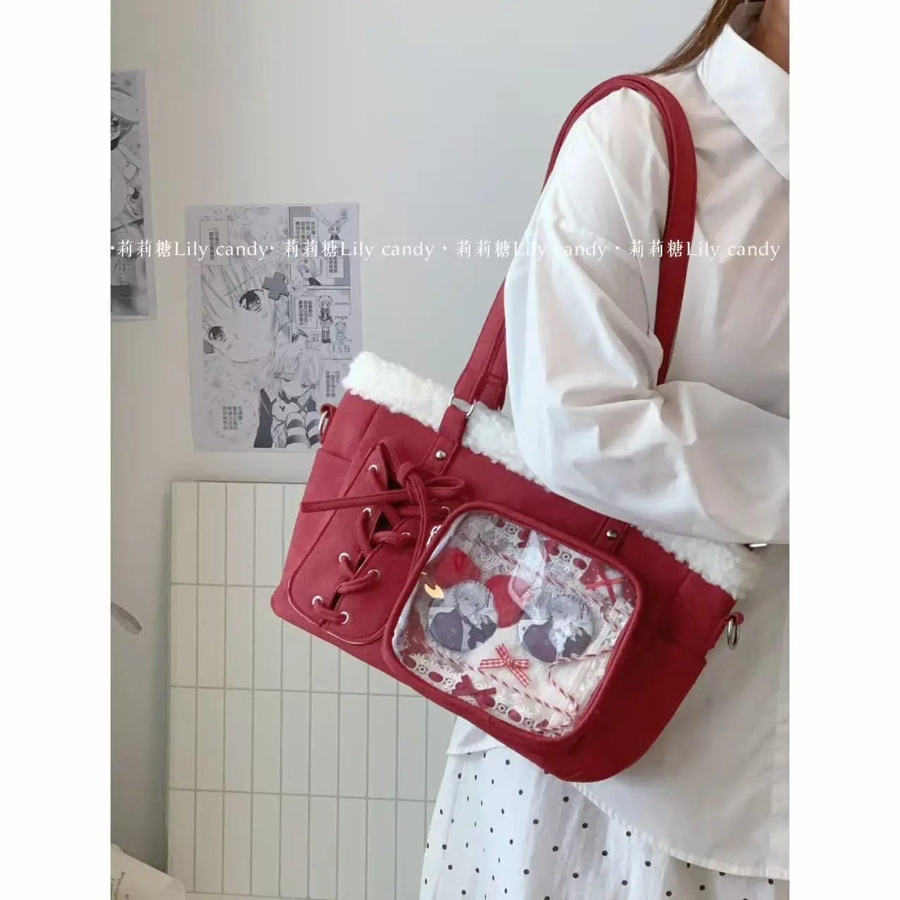 

Autumn Winter New Cute Plush Lta Bag Female Original Niche Design Sweet Wind Strap Pain Bags Single Shoulder Messenger Bag women