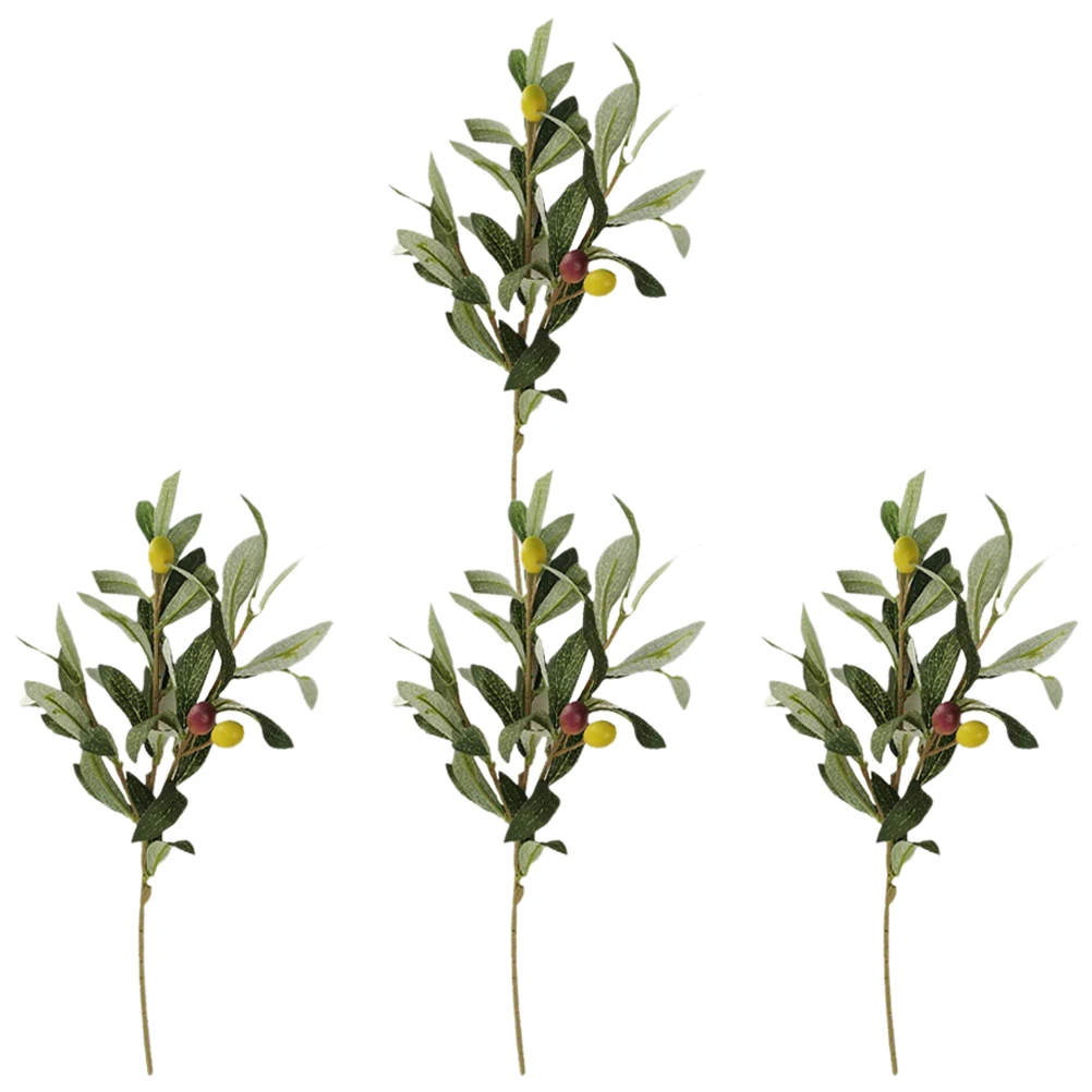 

4pcs Artificial Branch Faux Plant Wedding Decor Greenery Stems Household Olive Branches For Vases Branches Plastic Home Decor