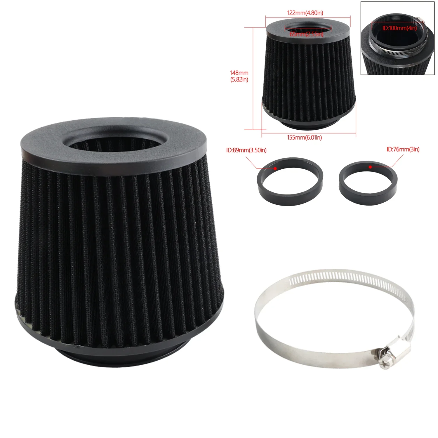 

Air Filter Mushroom Head Air Filter Elements 102mm/89mm/76mm Air Inlet System Universal Car Modified