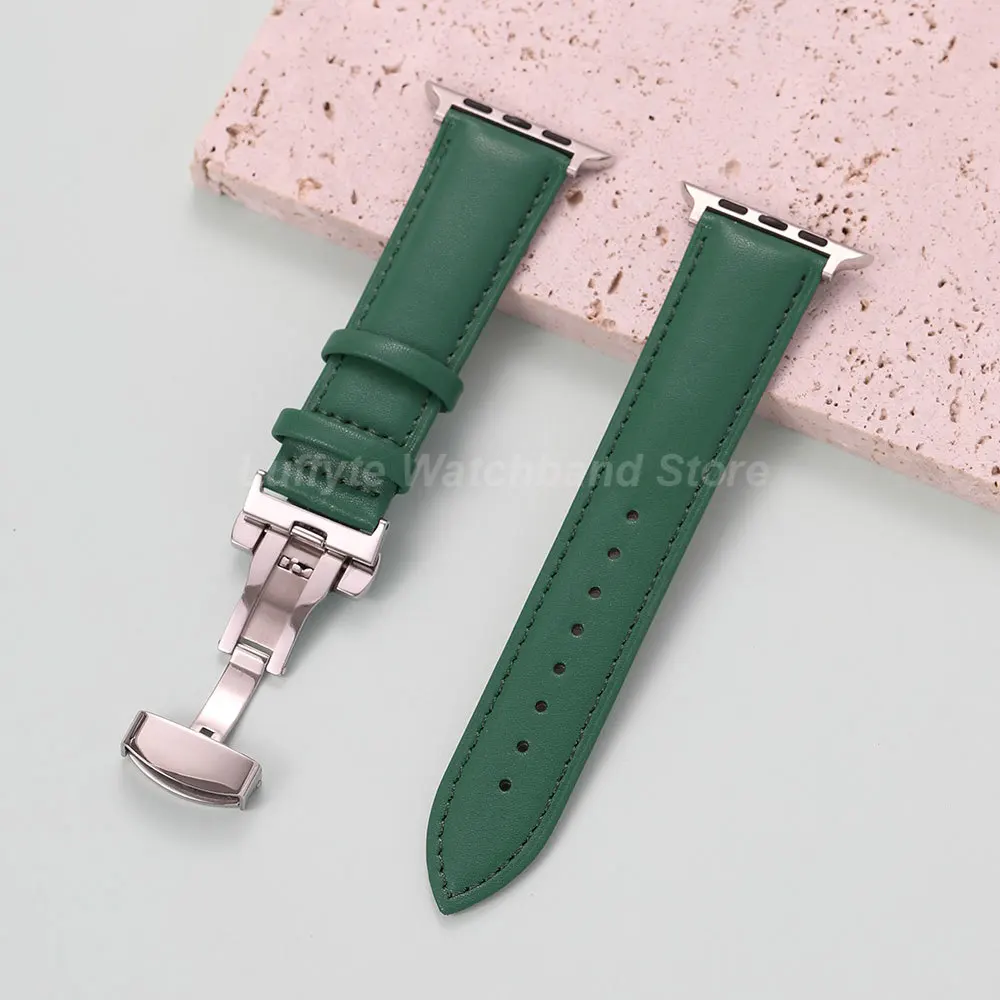Modisches Lederarmband für Apple Watch Serie Ultra 11/10/9/8/7/6/5/4/3/2/1 SE 38mm 40mm 41mm 42mm 44mm 45mm 46mm 49mm