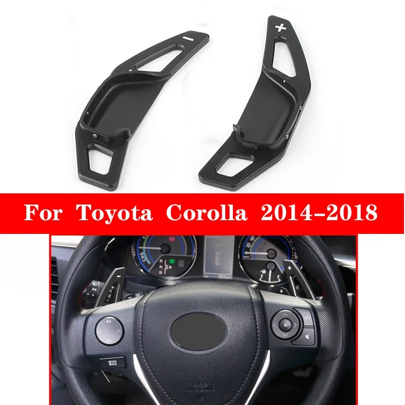 

For Toyota Corolla Camry RAV4 Zelas Mark X CNC Aluminum Car Shifters Gear Shift Steering Wheel Extension Paddle Black 2PCS