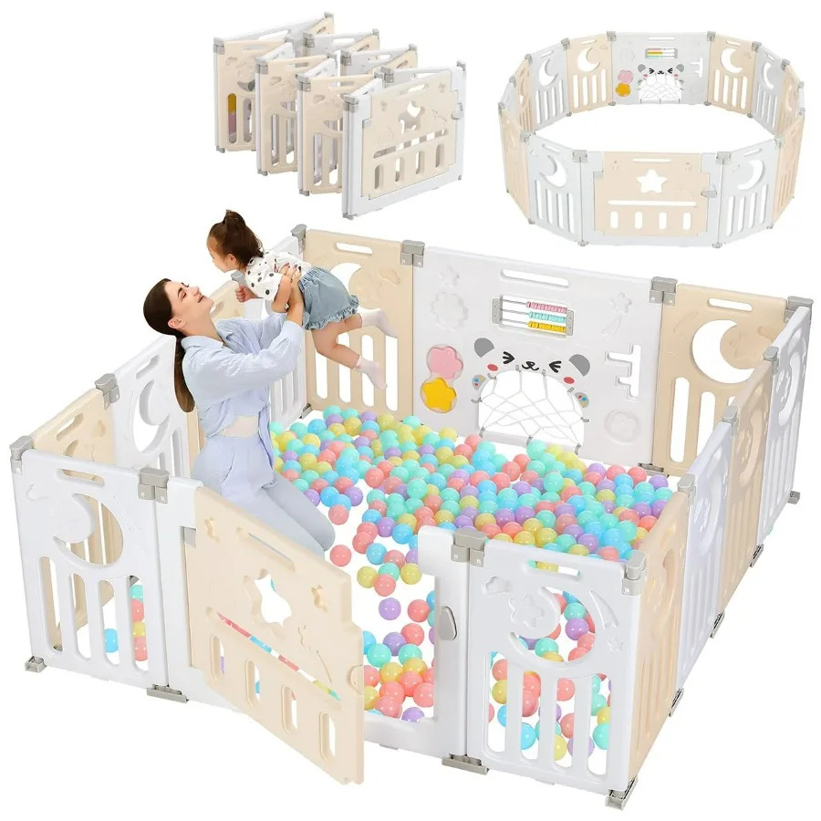 Box per bambini Parco per neonati per neonati e bambini piccoli Box pieghevole a 14 pannelli Area da gioco portatile regolabile per interni ed esterni attivo