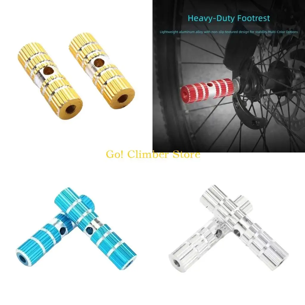 Q84C Bike Foot Peg Daily Use Rear Pedals Footrest Pair for Cycles, Grooved Aluminum Body with Fixed Mount Form and Rear Grip
