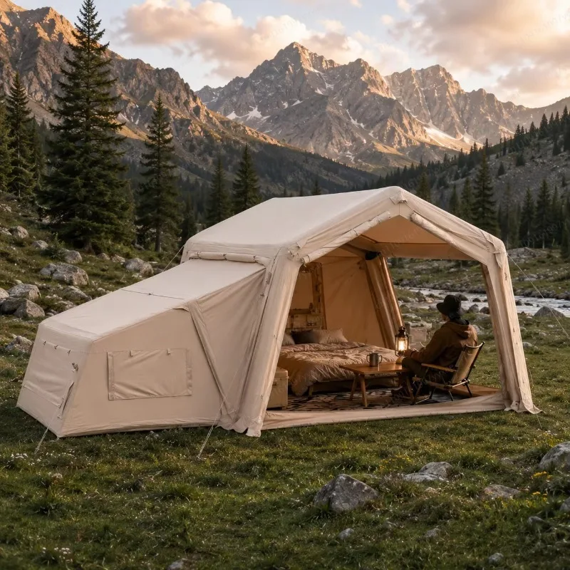 Large 2‑Room Air‑Inflated Camping Tent, Waterproof Windproof Inflatable Tent for Outdoor Family Camping