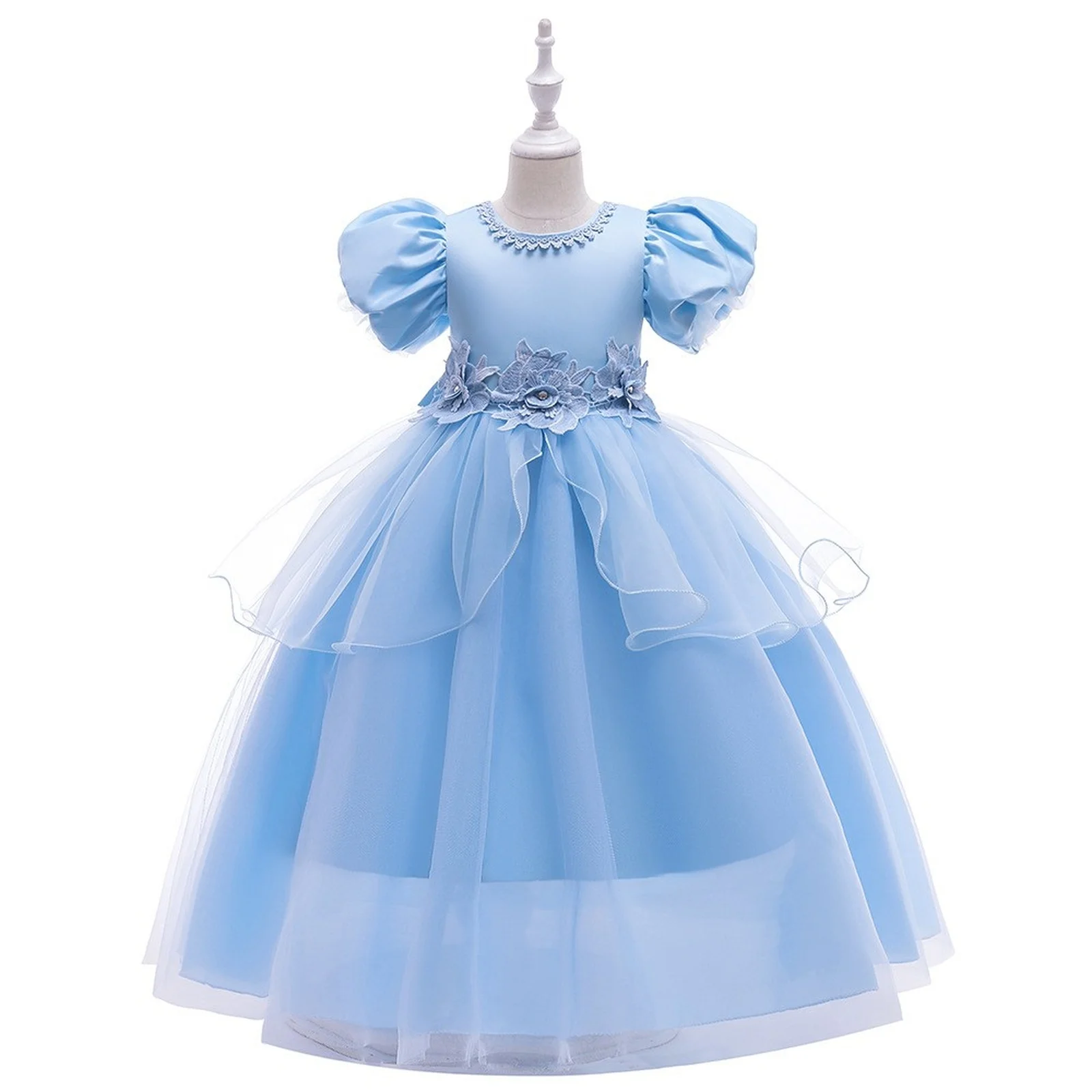 

Summer Chidren Girls Elegant Princess Dresses Christmas Costume Sweet Puff Sleeve Bridemaid Dress Kids Girl Party Prom Gown