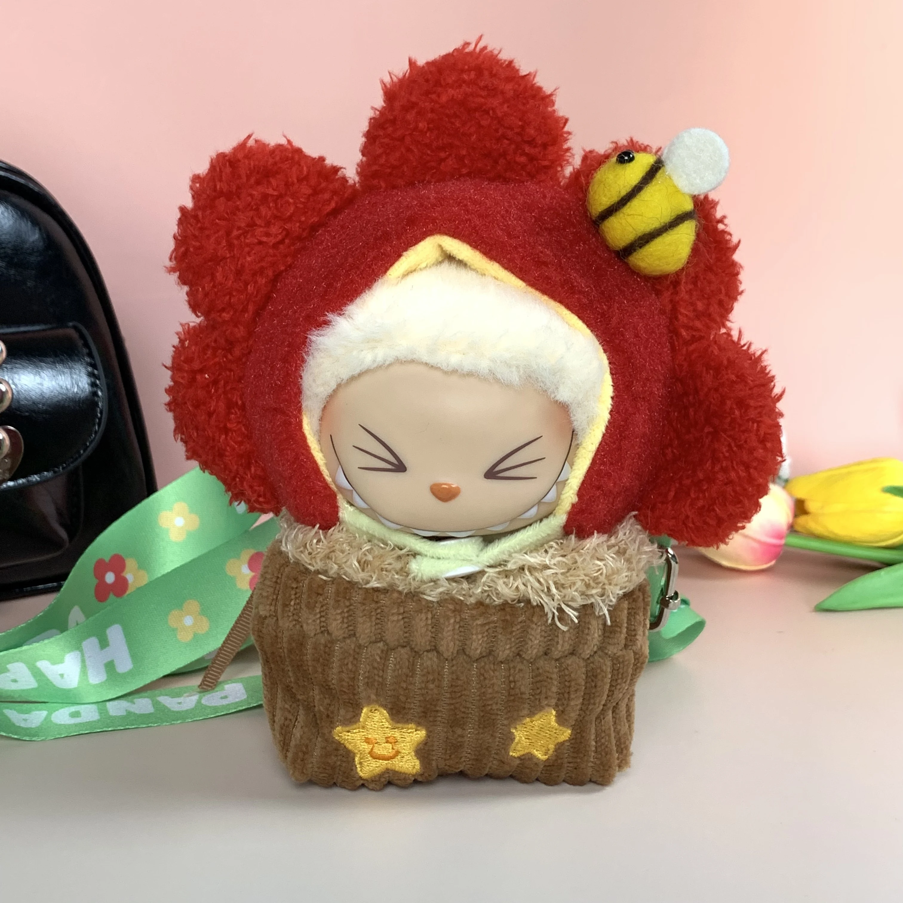 Костюм цветочного горшка Labubu — комплект переноски для прогулок с позитивной фигурой и сумкой через плечо