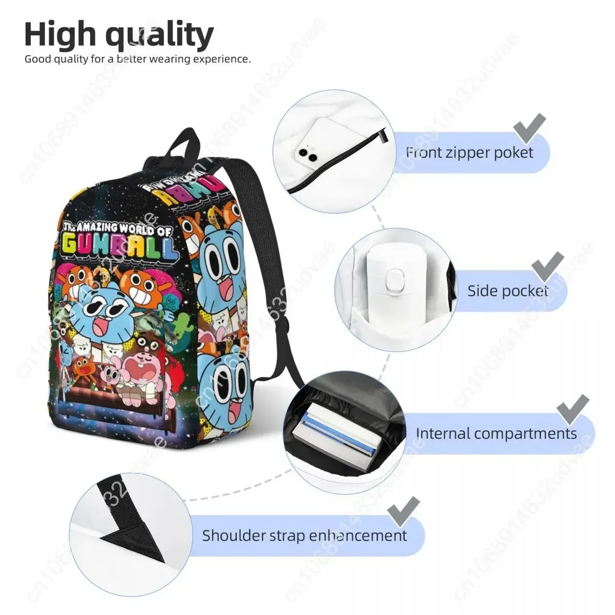 Plecak Gumballs Amazing World dla mężczyzn, kobiet, nastolatków, studentów, do pracy, plecak dzienny, komedia, śmieszne serialy telewizyjne, torby na laptopa, płócienne torby, na zewnątrz.
