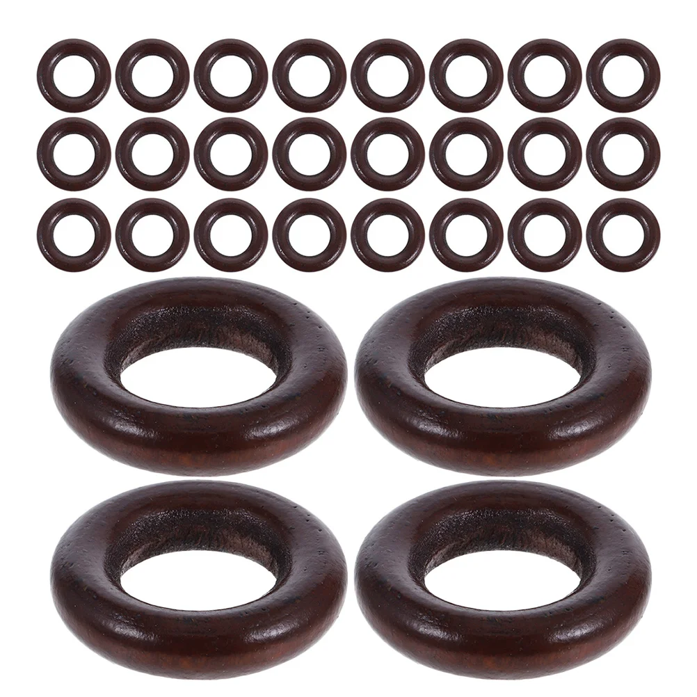 

50Pcs Wooden Rings Deep Coffee Color Natural DIY Connectors Craft Making Small Wood Circles Jewelry Pendants DIY Wood Connectors