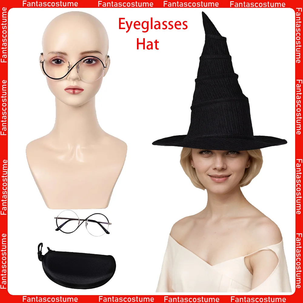 Elphaba Cosplay Eyeglasses Hat Movie Magic Cosplay Witch Cap Headwear Women Adult Fancy Halloween Carnival Costume Accessories