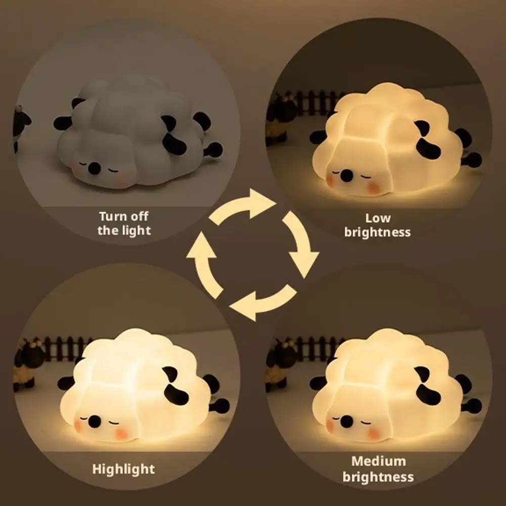 USB Rechargeable Silicone Night Lamp Cute Rabbit Panda Touch Sensor Dimmable for Kids Bedroom Nursery Decor Light