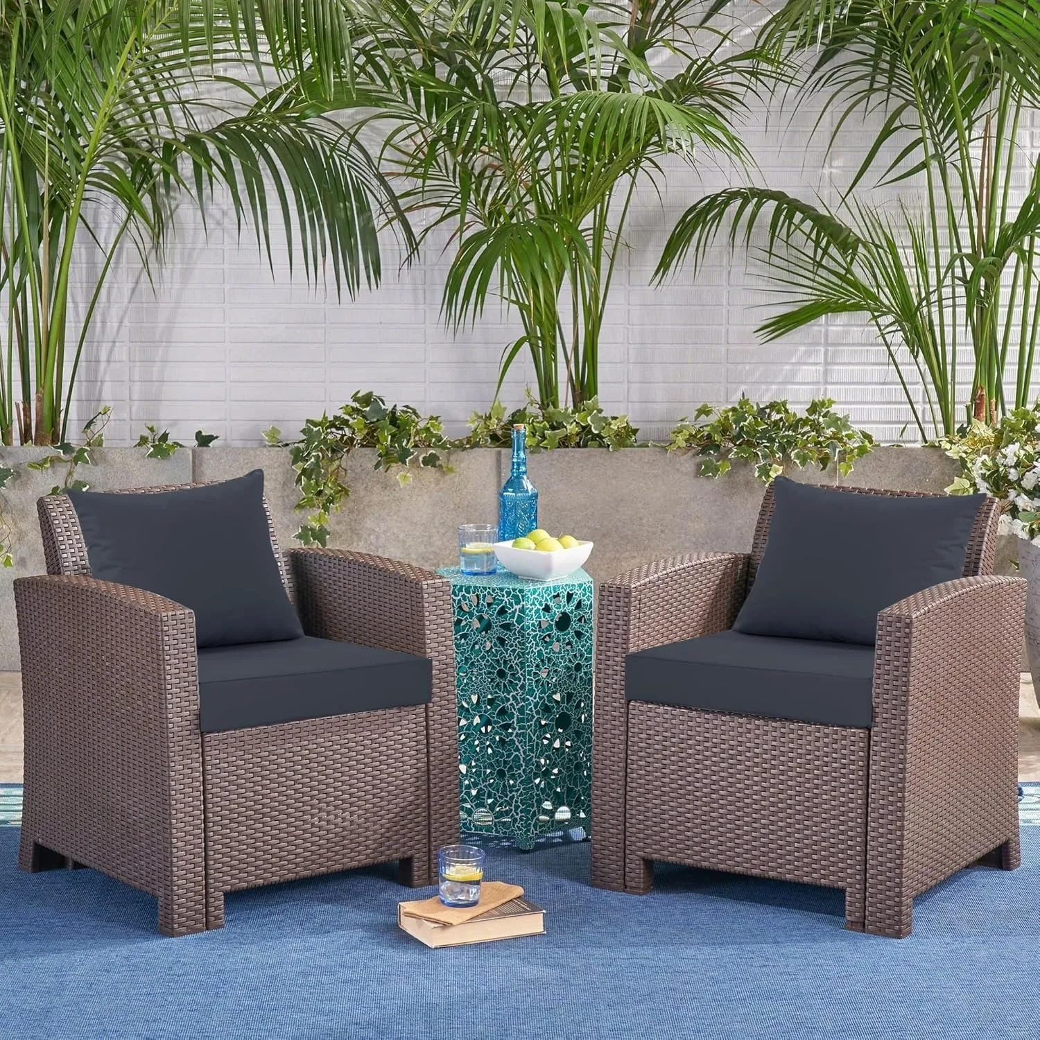 Coussin d'extérieur 24x24 pouces, adapté aux meubles de terrasse, coussin de canapé/canapé gris foncé remplaçable