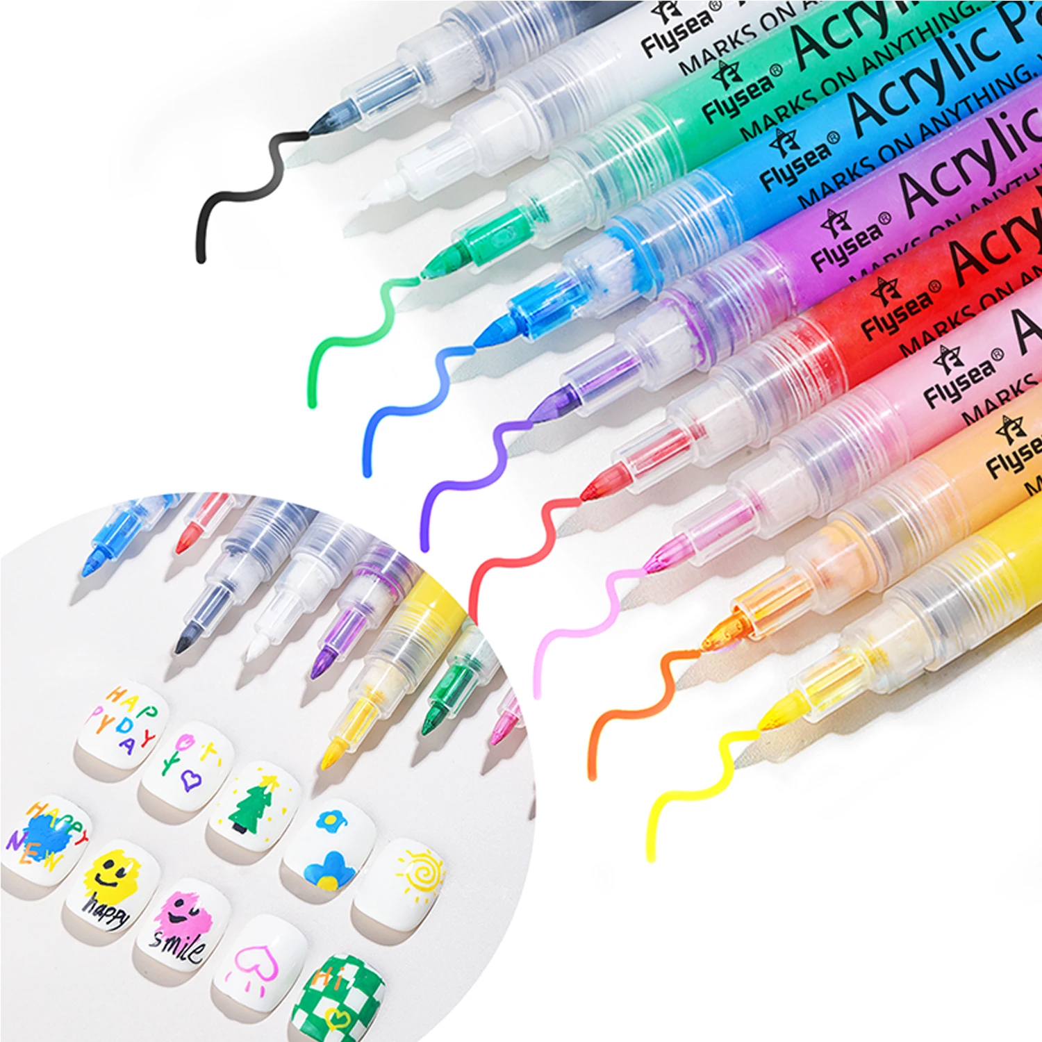 12 Colors Nail Graffiti Pen Acrylic Paint Pens, Extra Fine, Acrylic Markers for DIY Art Nail Creation