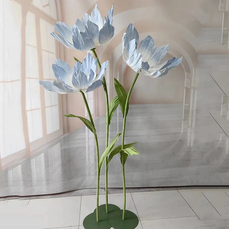 1Pc/3pcs Handmade Water Lily Paper Flower Head Artificial Wedding Road Leading Flower Marriage Decor Stage Window Display Lotus