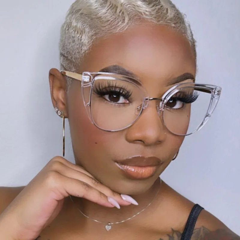 

Cat Eye Large Frame Flat Light Mirror Anti-blue Ins Retro Trend Glasses Frame Woman