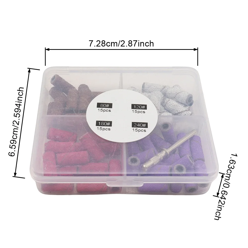 60 stücke 4 Körnungen mit Mini-Dorn-Nagel kunst 3mm Mini-Schleif sandring bänder setzen elektrische Schleif maschine Nagels chleifkopf nagel – Detail 3