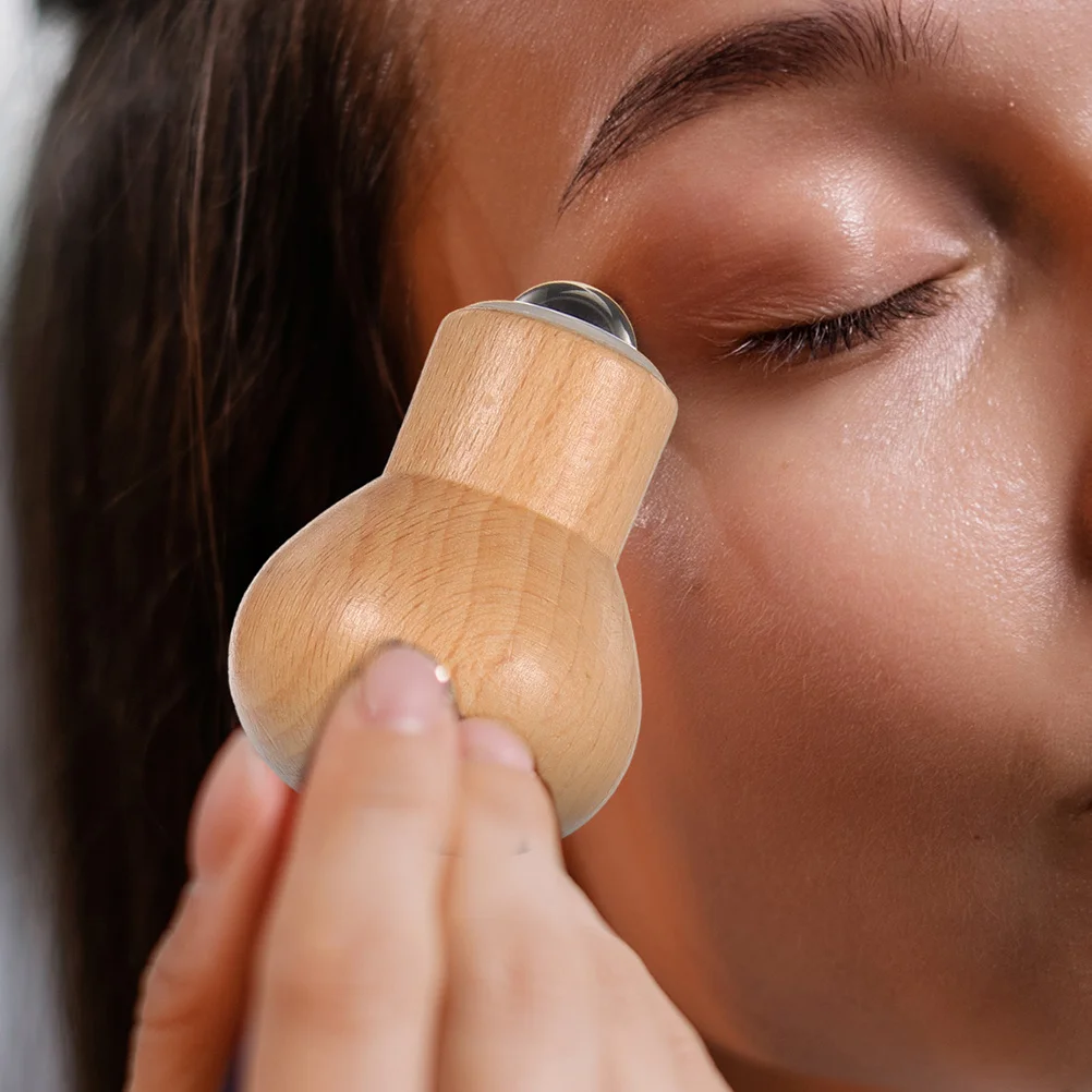 2 stks Gezichtsmassage Roller Gesimuleerde Lamp Ontwerp Houten Handvat Gezichtsgereedschap Voor Vrouwen Huidverzorging Wallen Relief Oogroller Gift