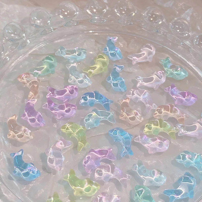 

10Pcs Trendy 3D Dolphin Nail Charms Ice Transparent Star Mocha Resin Nail Parts DIY Nail Art Accessories For Manicure Decoration