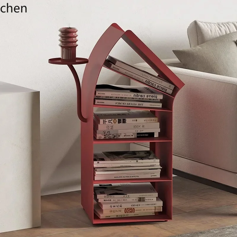 HT bookshelf floor shelf household magazine storage display rack against the wall small book locker