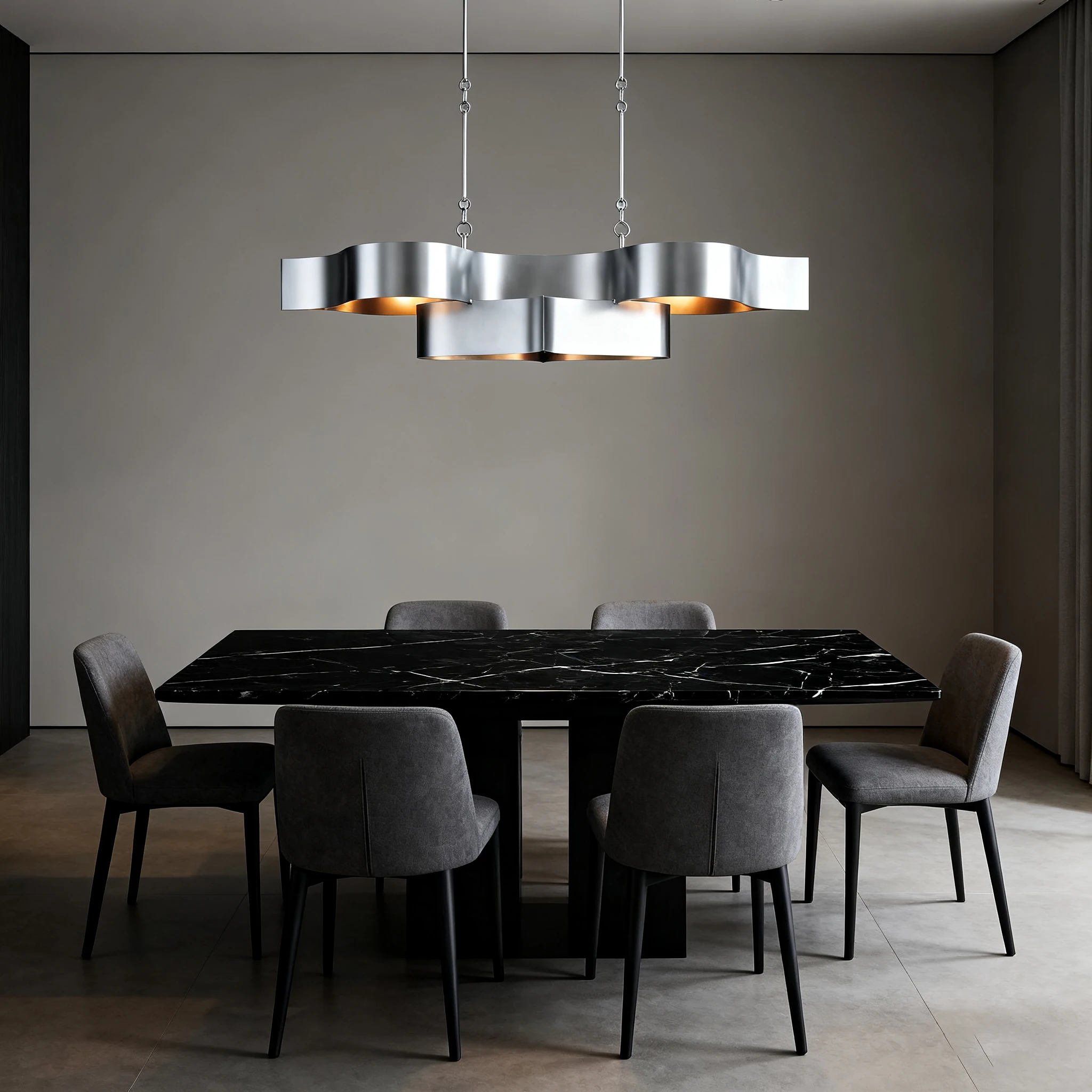 AiPatTe Luxury Dimmable Chandelier Glass Floral Black Metal Ceiling Light Pendant Adjustable Height