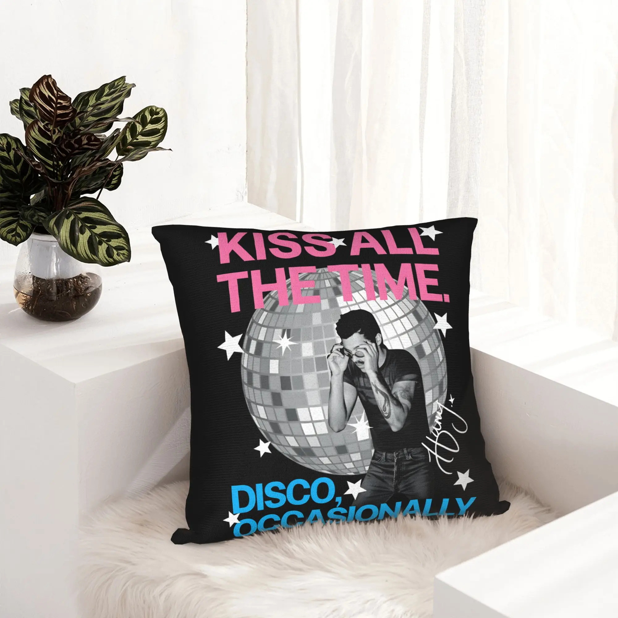 Kiss All the Time Pillow Case Harrys Styles 2026 New Album Fashion Pillow Cover Print Pillowcases For Sofa Bedroom Home Decor