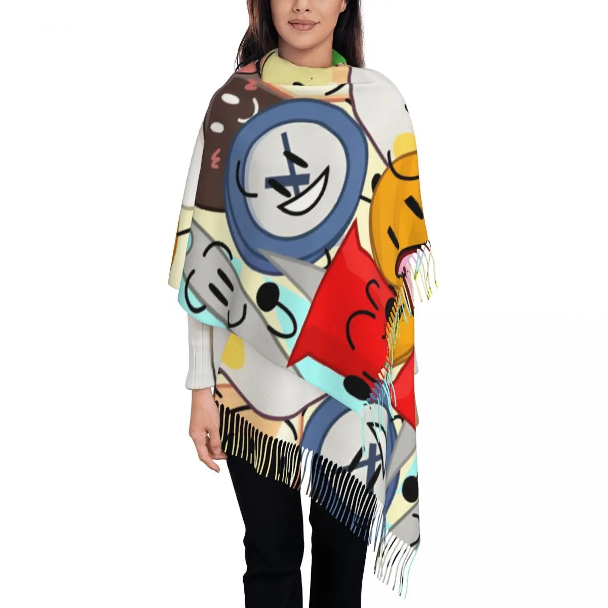 

Bfding Cartoon Scarf for Womens Fall Winter Pashmina Shawls and Wrap Bfdi Long Scarves with Tassel for Evening Dress
