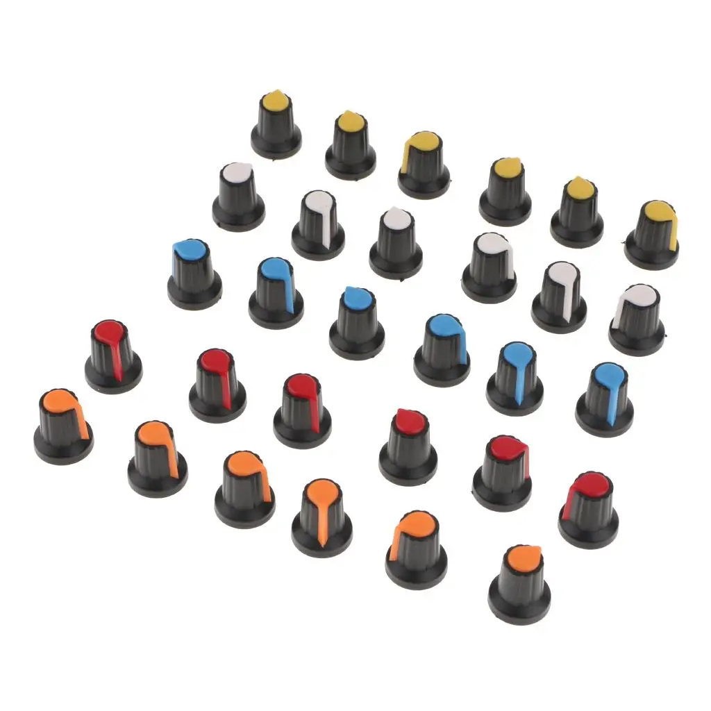 Knurled Shaft Potentiometer Knob Plastic Kit Multi Colored Control Hat for 6mm Shaft Diameter Audio Equipment