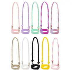 Soft Silicone Water Bottle Handle Portable Anti-slip Water Bottle Sling Carrier Holder With Strap Fits for Stanley Cup Accessory