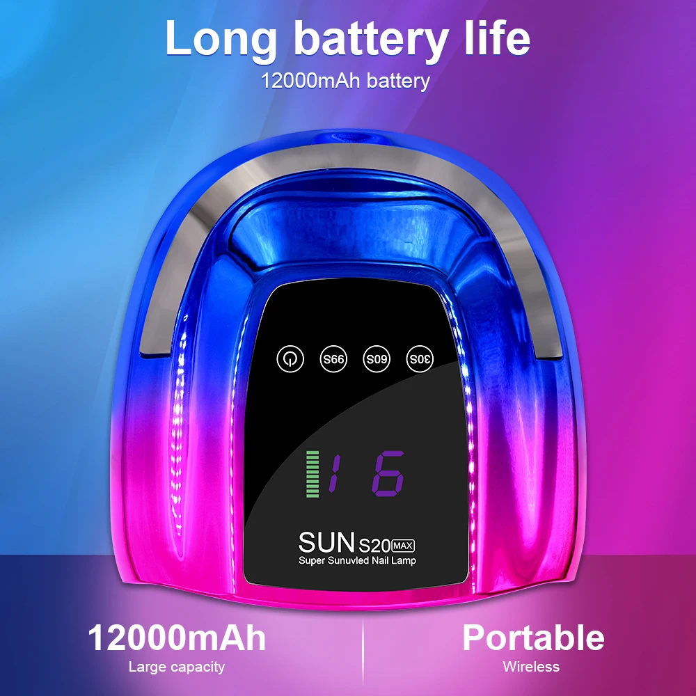 Cordless Rechargeable UV LED Nail Lamp With LED Display Wireless 48LEDS Nail Drying Lamp For Curing All Polish Gel Salon Tools