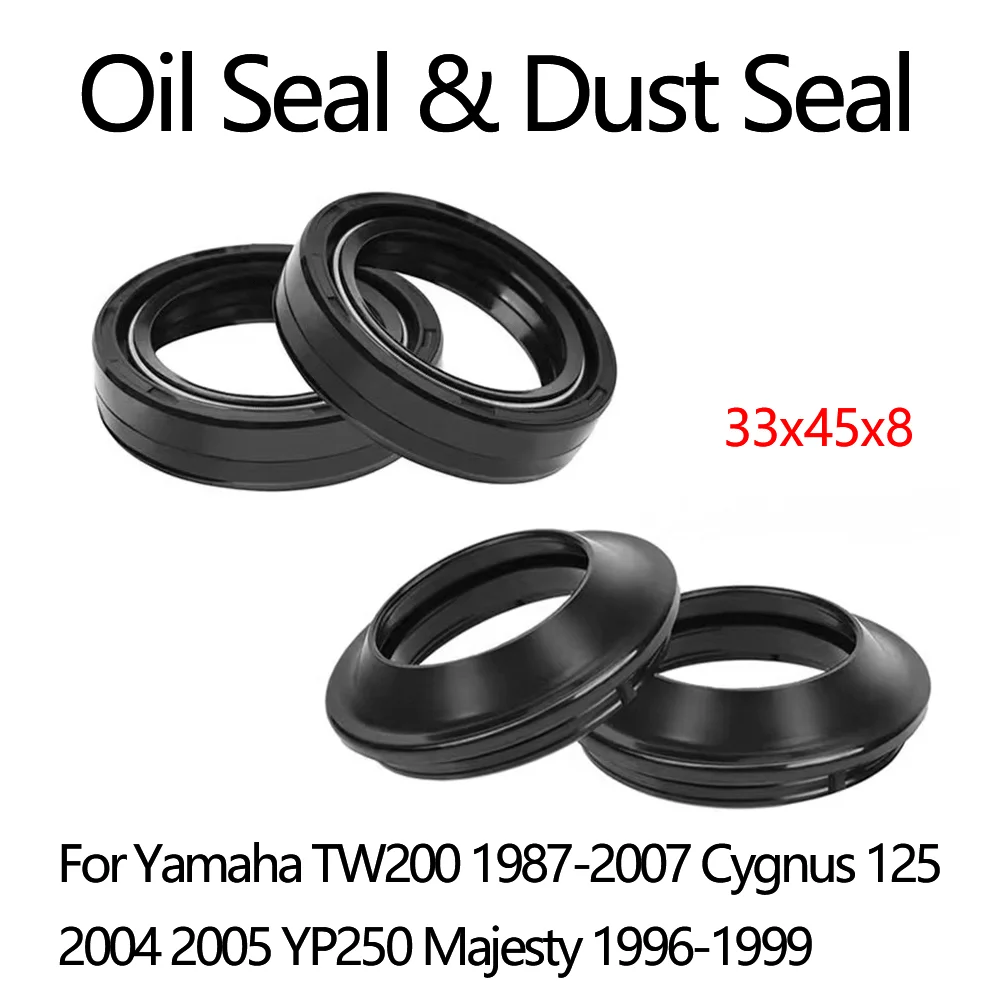 33x45x8 33 45 8 Oil Seal & Dust Cover Front Fork For Yamaha TW200 TW 200 1987-2007 Cygnus 125 04-05 YP250 YP 250 Majesty 96-99