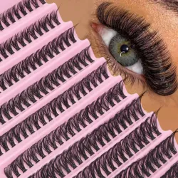 200 Clusters Natural-Looking D-Curl False Eyelashes, Thick & Fluffy For Daily Wear