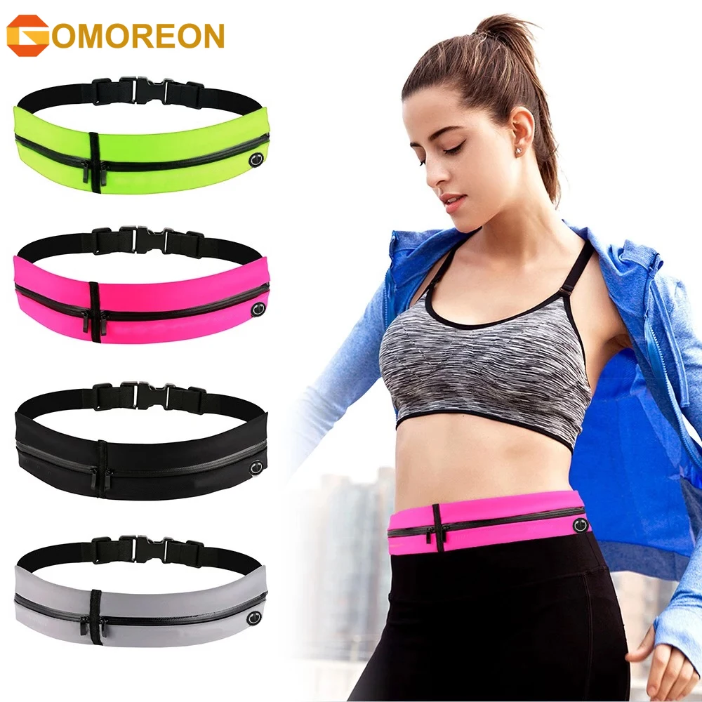 Slim Running Belt, Ultra Light Running-Belts for Women/Men, Zipper Waterproof Runner Waist Pack, Reflective Running Fanny Pack