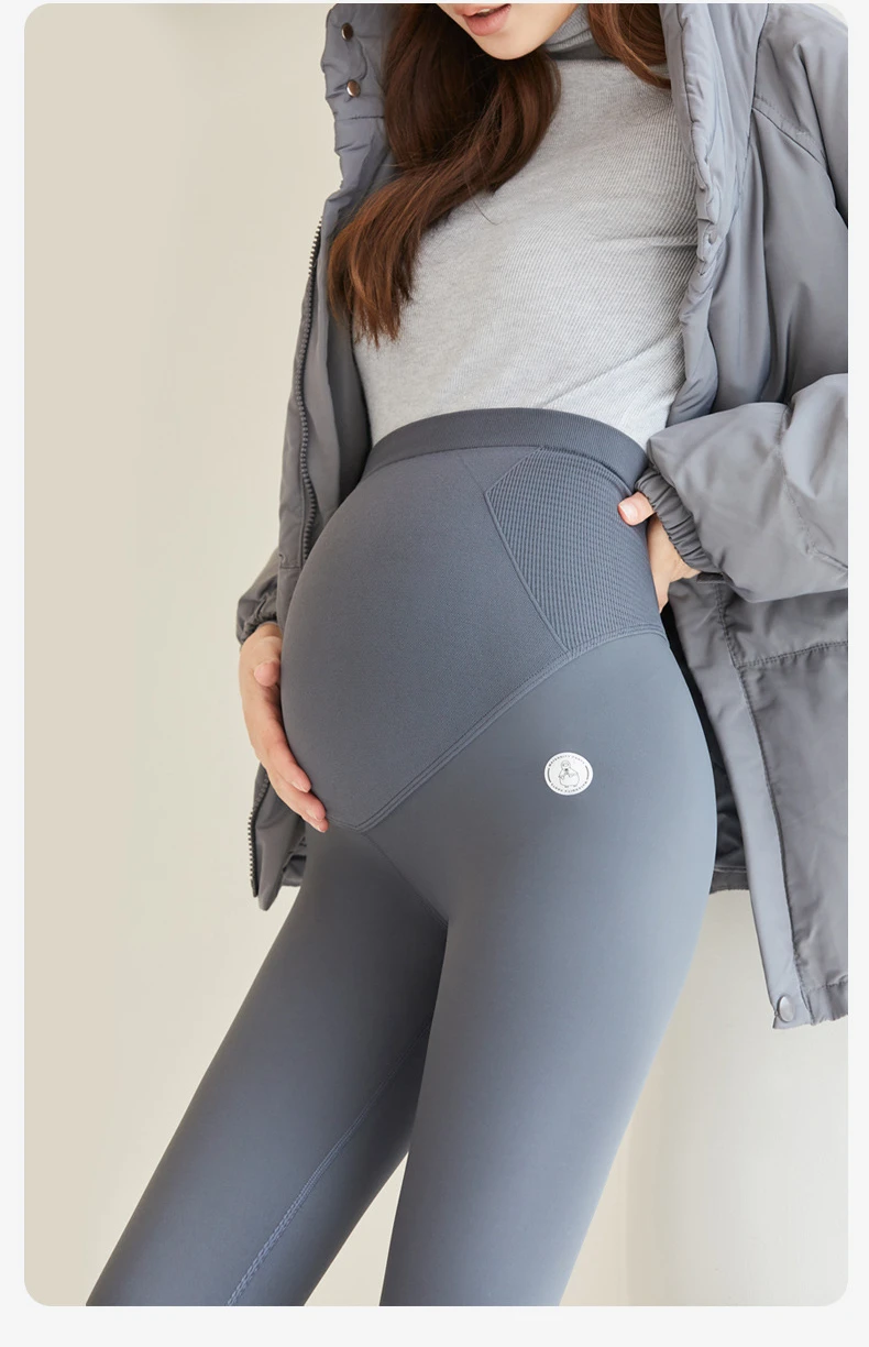 Winterliche, warme, dichte Leggings für Schwangere, Thermo-Leggings mit hoher Taille, Bauchschutz, Kleidung für Schwangere, Leggings für Schwangerschaftsfotoshootings – Detail 3