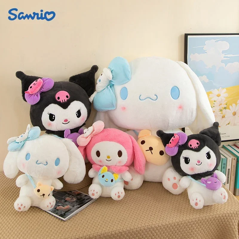 Kawaii Sanrio Cinnamoroll Kuromi My Melody Plush Toys Doll Pillow Anime Cartoon Room Decoration Dolls Kids Birthday Gift