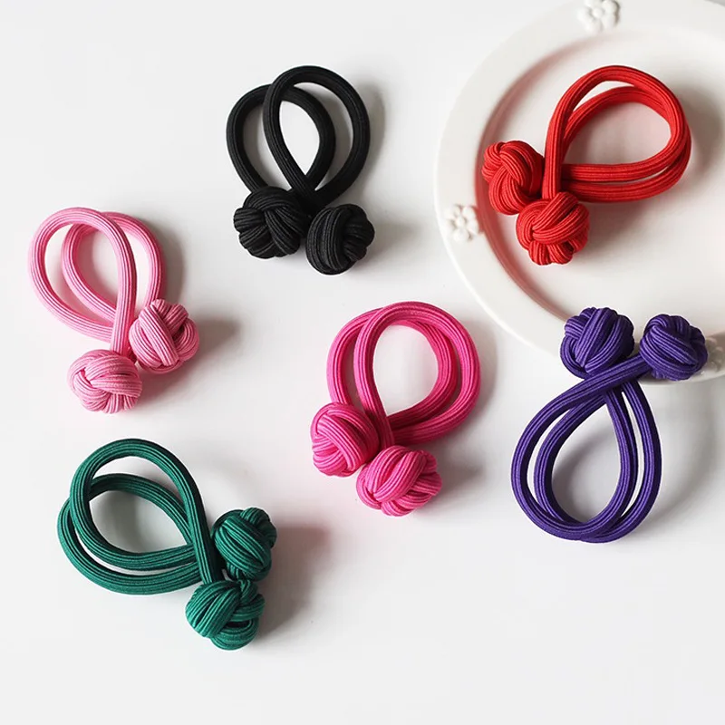 Ethnic Chinese Knot Head Rope High Horsetail Solid Color Hair Rubber Bands Hair Tie Fashion Versatile Durable Women Hair Acc