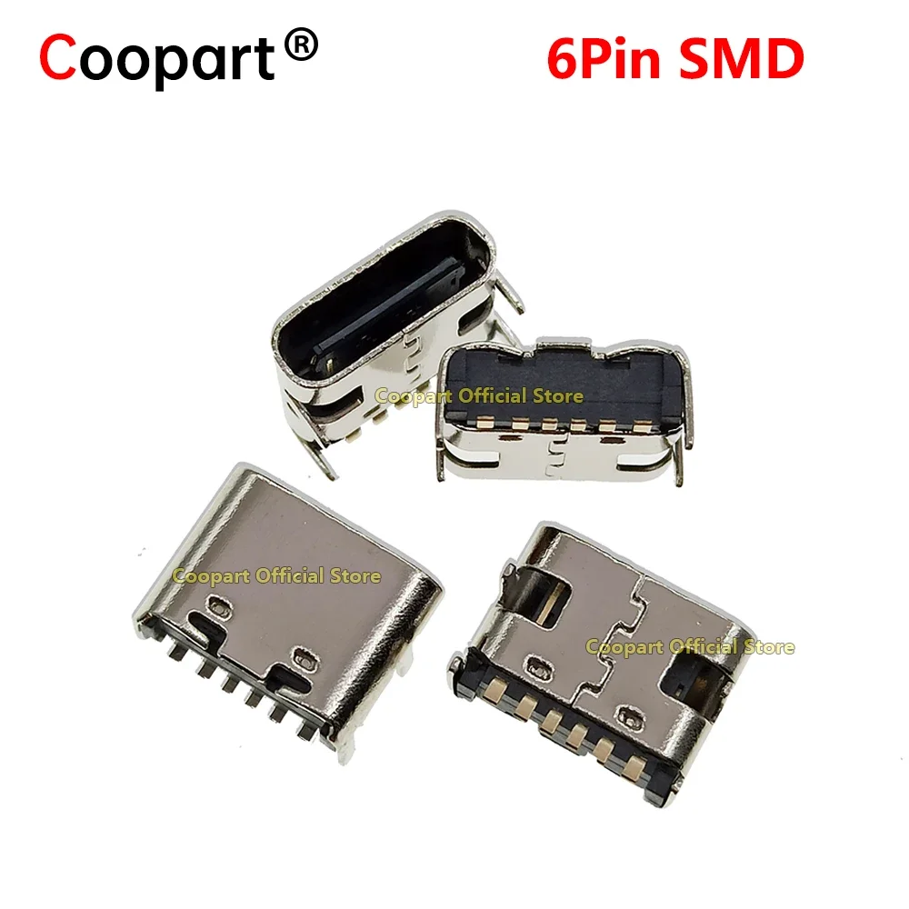 6Pin SMT Socket Connector Dock USB Type C 3.1 Female Placement SMD DIP For PCB design DIY high current charging Port