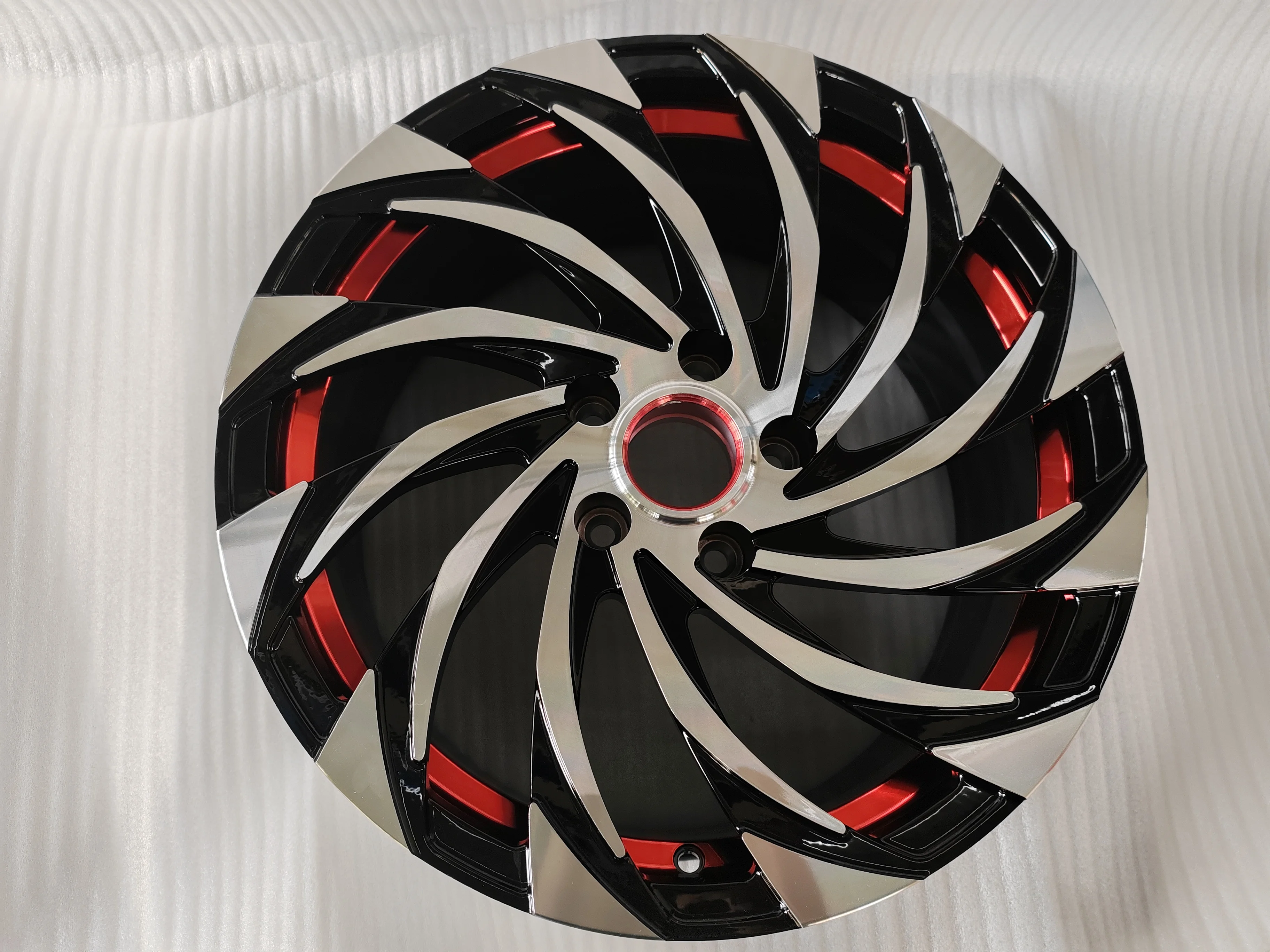 17-22 Inch Polished Multi Blade Wheel 5*120 5*114.3 Black Macined Face Red Inner Ring Monoblock Aluminum Alloy Forging Wheels