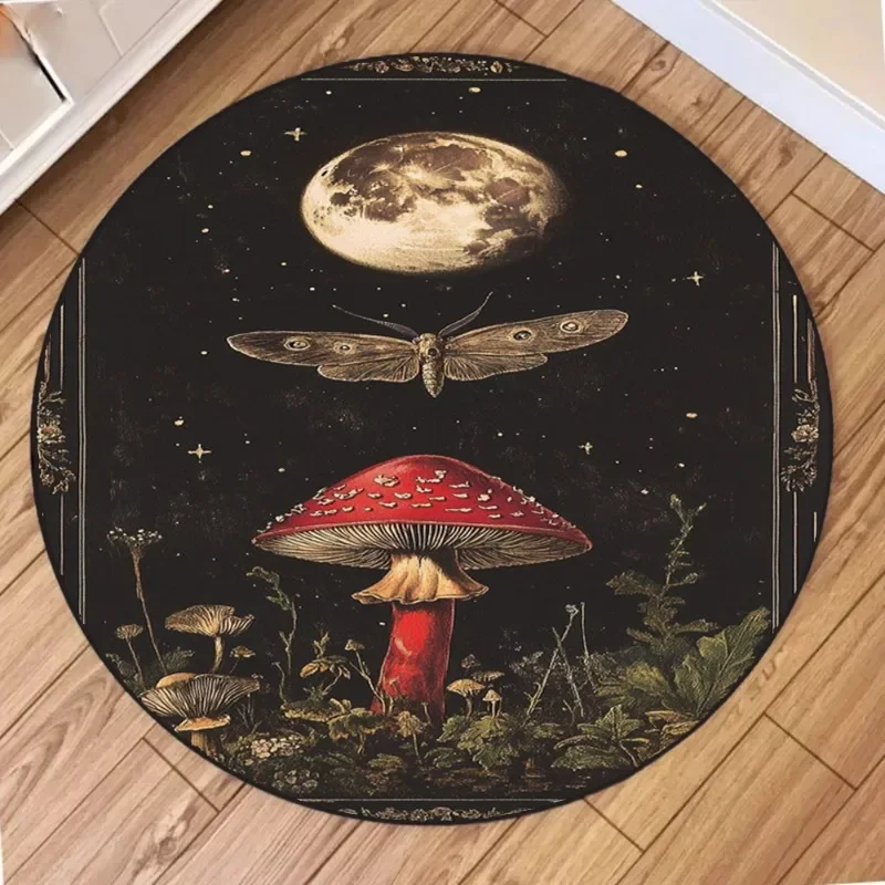 

Chic Forest Mushroom Round Rug Ultra-Soft Microfiber Machine Washable for Bedroom Living Room Dorm Decor