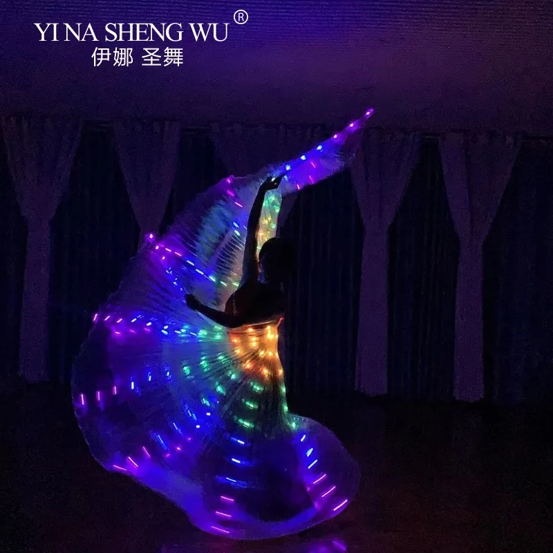 LED Wings Belly Dance Wings Isis Halloween Wing Prop Shining LED Lamp Wing Belly Dance Costumes Accessories Sticks for Adult
