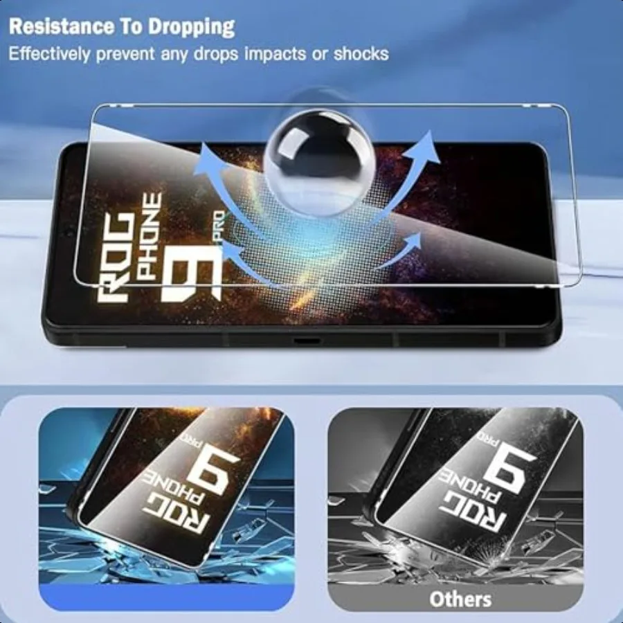 Confezione da 3 pellicole protettive per schermo Asus ROG Phone 9 Pro in vetro temperato [99,99 HD Clear] [9H Hardn] [Friendly pellicola] per telefono Asus ROG
